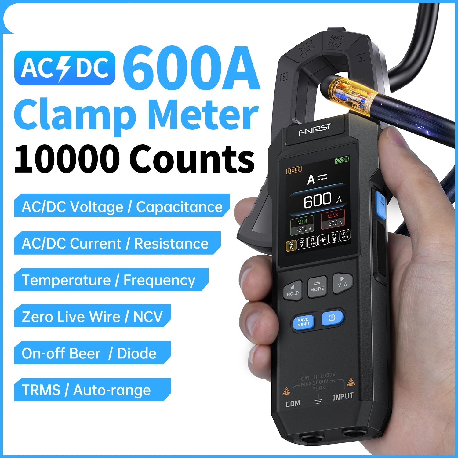 DMC-100 10000 Counts Clamp Meter AC DC Current Digital Multimeter