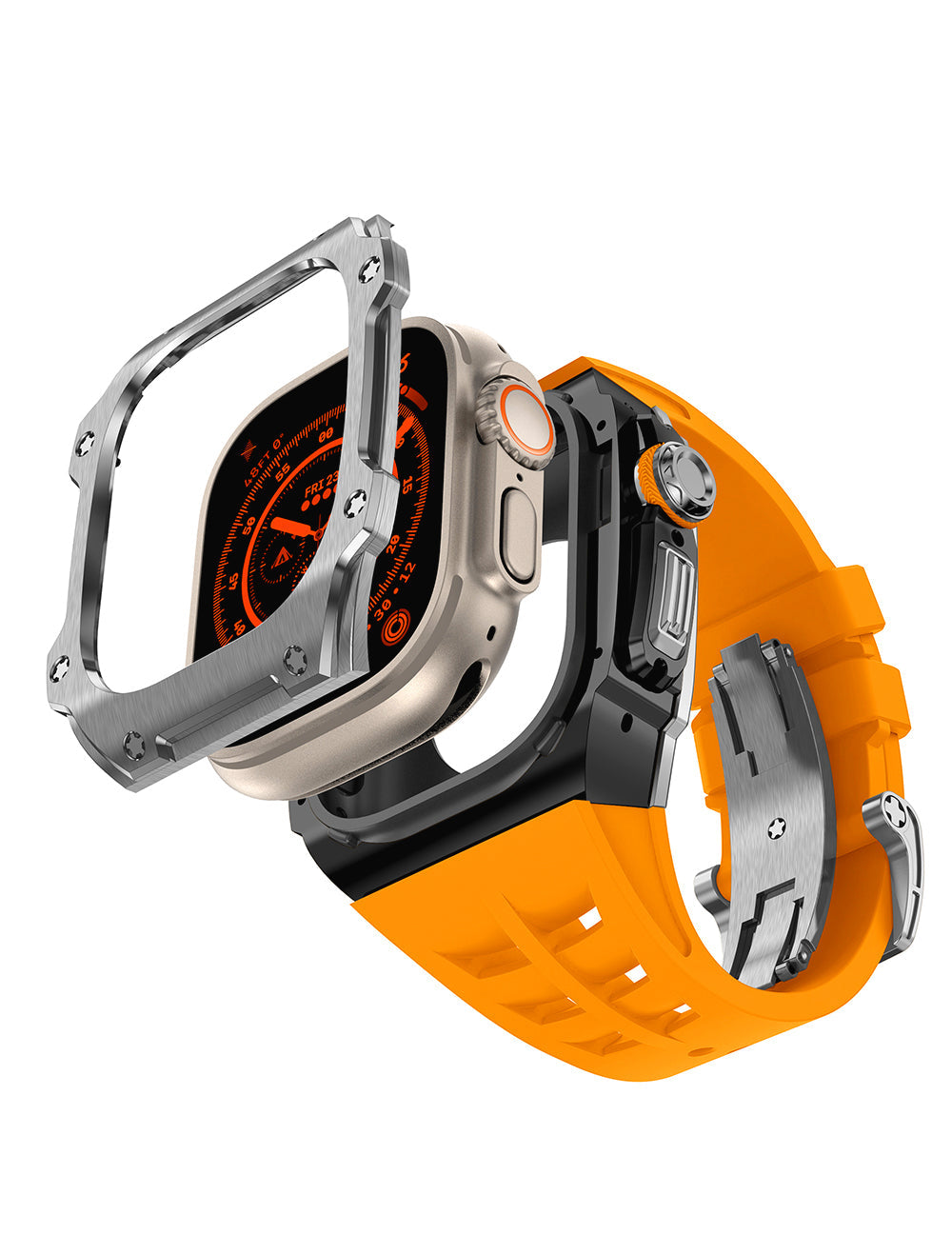 316L Stainless Steel & Silicone Watch Band for Apple Watch 49mm